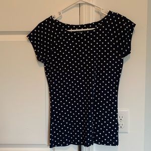 Ralph Lauren navy with white polka dotted top.